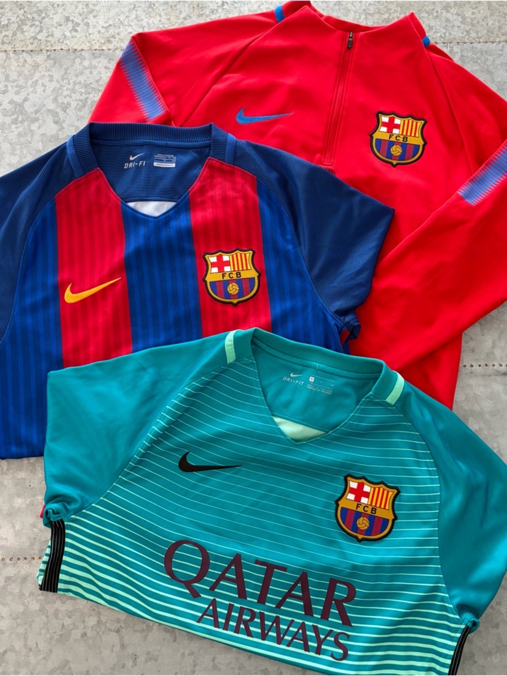 Nike FC Barcelona BUNDLE, 3 Shirts, 2016/2017 Season, Size Small
